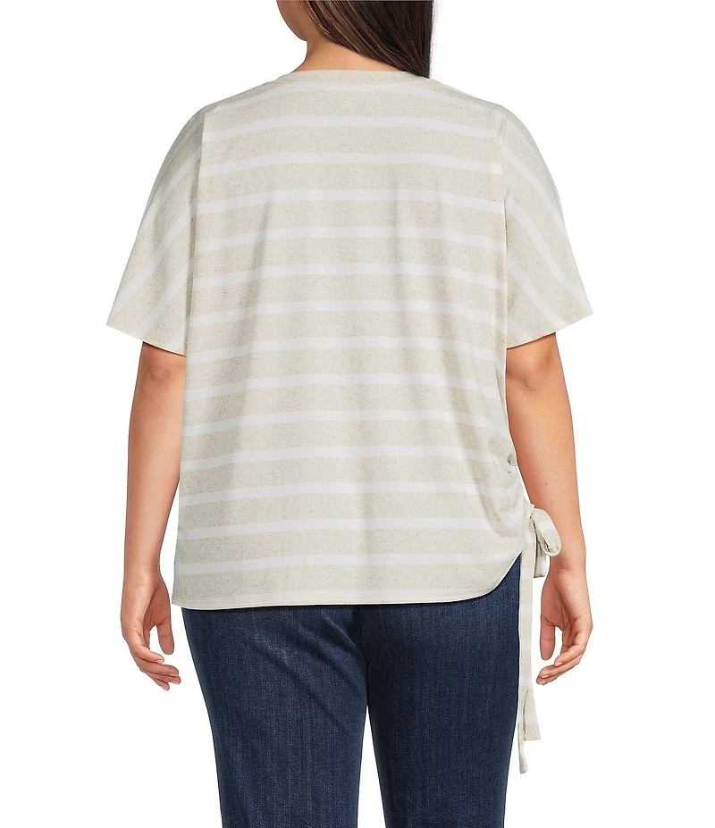 Westbound Plus Size Short Sleeve V-Neck Side Tie Top