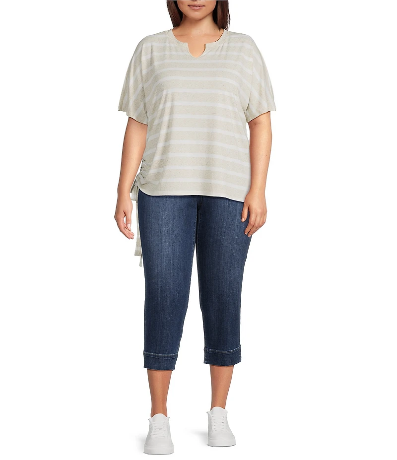 Westbound Plus Size Short Sleeve V-Neck Side Tie Top