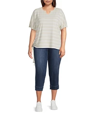 Westbound Plus Size Short Sleeve V-Neck Side Tie Top