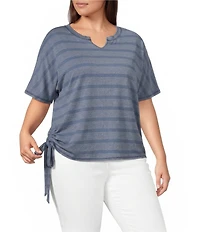 Westbound Plus Size Short Sleeve V-Neck Side Tie Top