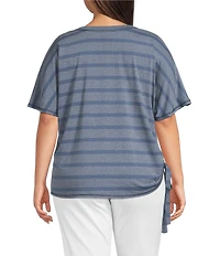 Westbound Plus Size Short Sleeve V-Neck Side Tie Top