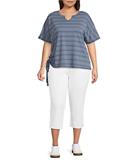 Westbound Plus Size Short Sleeve V-Neck Side Tie Top