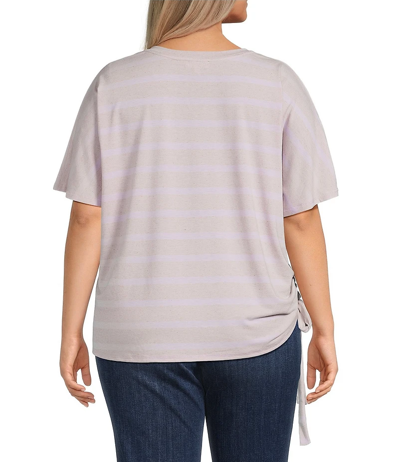 Westbound Plus Size Short Sleeve V-Neck Side Tie Top