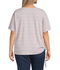 Westbound Plus Size Short Sleeve V-Neck Side Tie Top