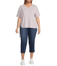 Westbound Plus Size Short Sleeve V-Neck Side Tie Top