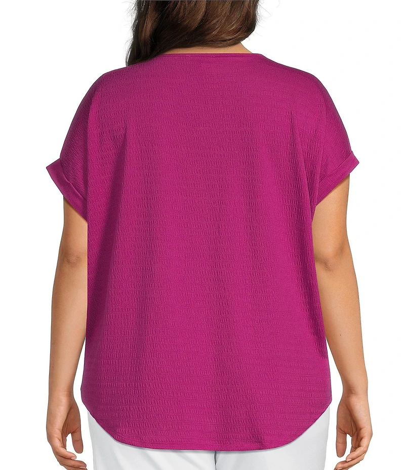 Westbound Plus Size Short Sleeve Y-Neck Henley Top