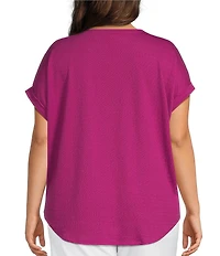 Westbound Plus Size Short Sleeve Y-Neck Henley Top
