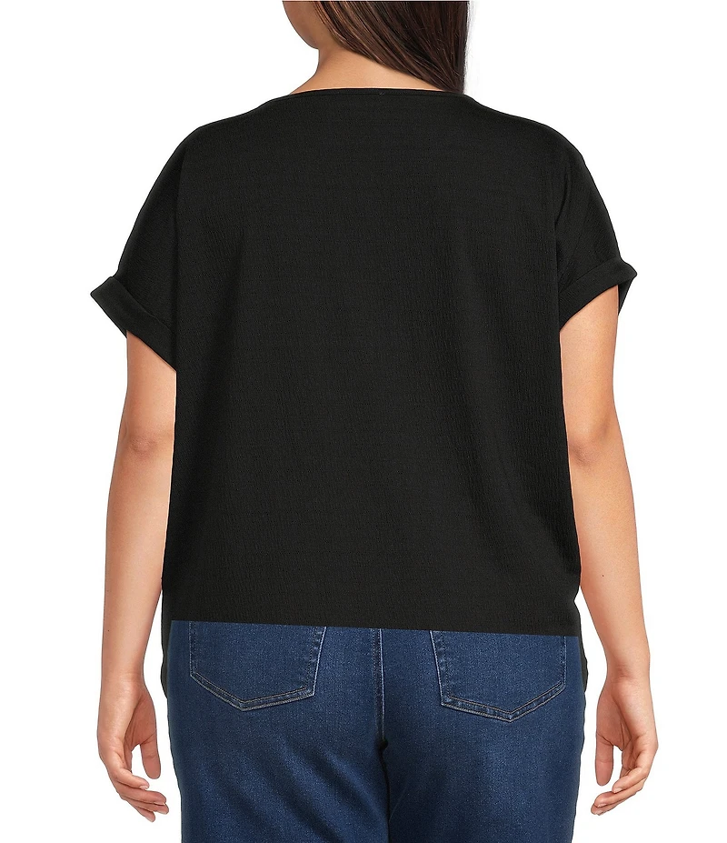 Westbound Plus Size Short Sleeve Y-Neck Henley Top