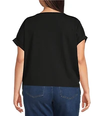Westbound Plus Size Short Sleeve Y-Neck Henley Top