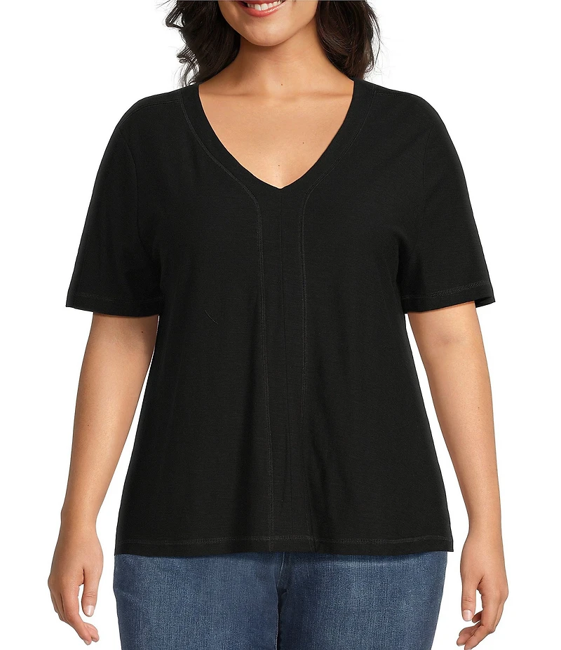 Westbound Plus Size Short Sleve V-Neck Top