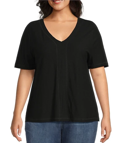 Westbound Plus Size Short Sleve V-Neck Top