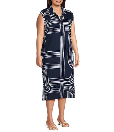 Westbound Plus Size Sleeveless Collared Dress