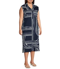 Westbound Plus Size Sleeveless Collared Dress
