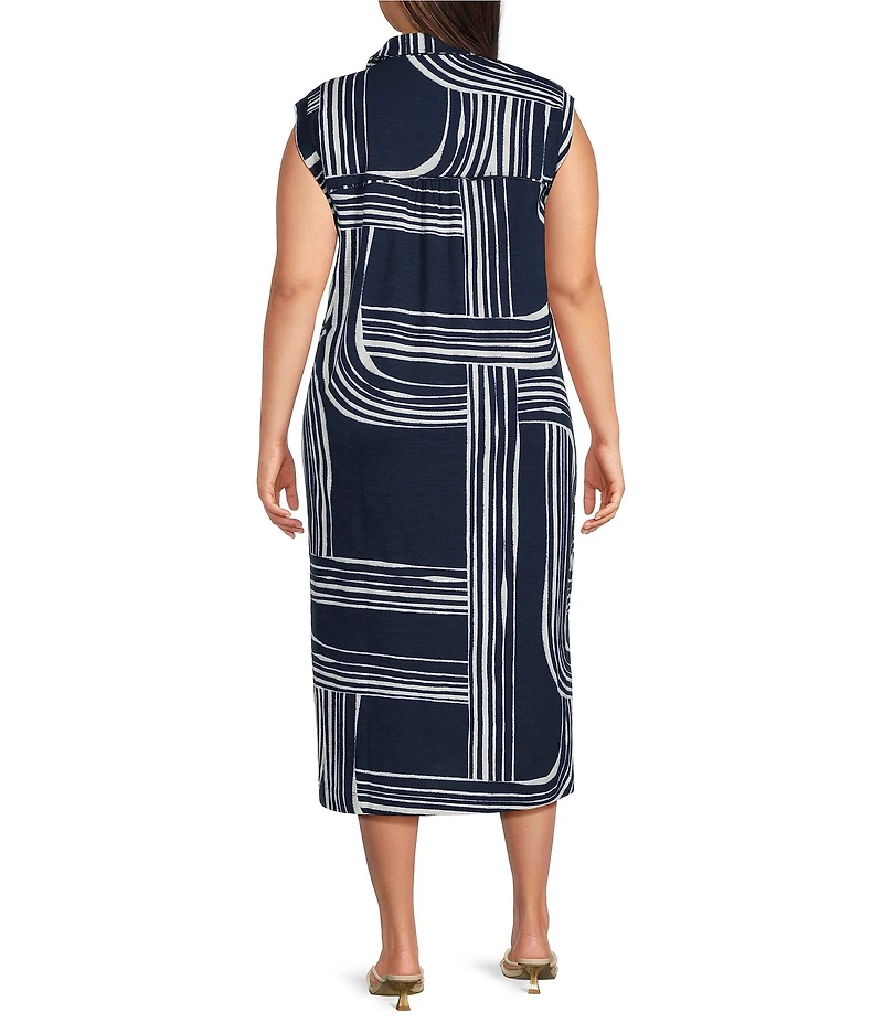 Westbound Plus Size Sleeveless Collared Dress