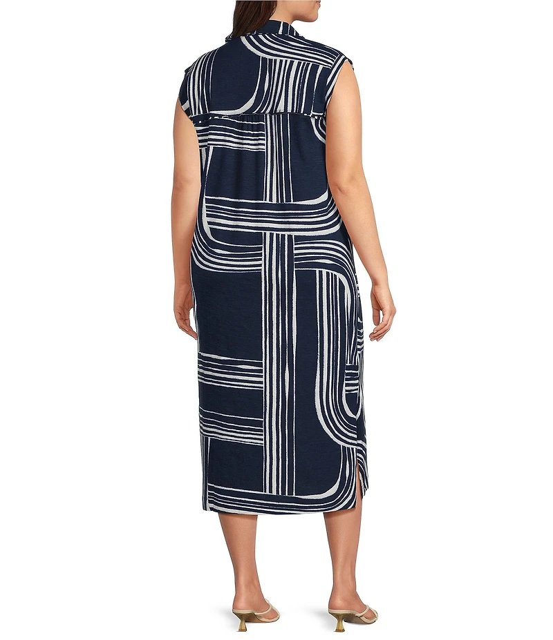 Westbound Plus Size Sleeveless Collared Dress