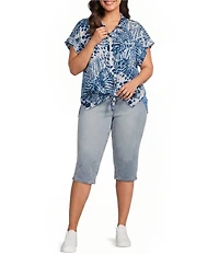 Westbound Plus Size Splatter Dots Print Woven Button Front Top