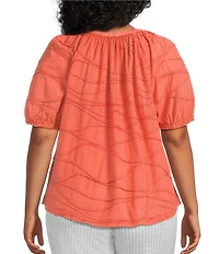Westbound Plus Size Textured Elbow Sleeve Henley Top
