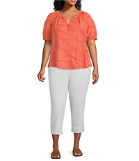 Westbound Plus Size Textured Elbow Sleeve Henley Top