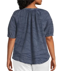 Westbound Plus Size Textured Elbow Sleeve Henley Top