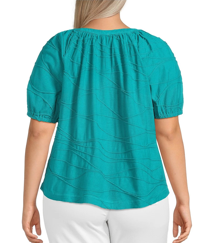 Westbound Plus Size Textured Elbow Sleeve Henley Top