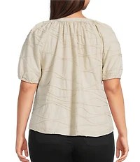 Westbound Plus Size Textured Elbow Sleeve Henley Top