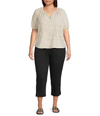 Westbound Plus Size Textured Elbow Sleeve Henley Top