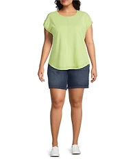 Westbound Plus Size Twist Sleeve Crew Neck Top