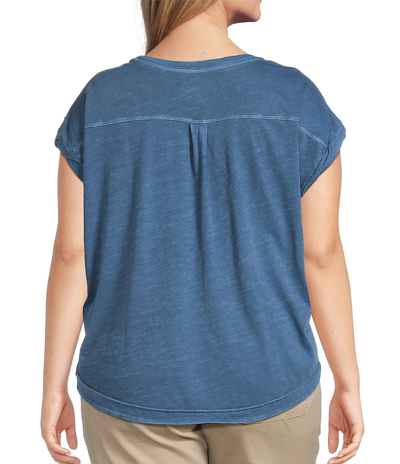 Westbound Plus Size Twist Sleeve Crew Neck Top