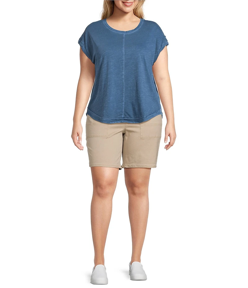 Westbound Plus Size Twist Sleeve Crew Neck Top