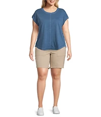 Westbound Plus Size Twist Sleeve Crew Neck Top