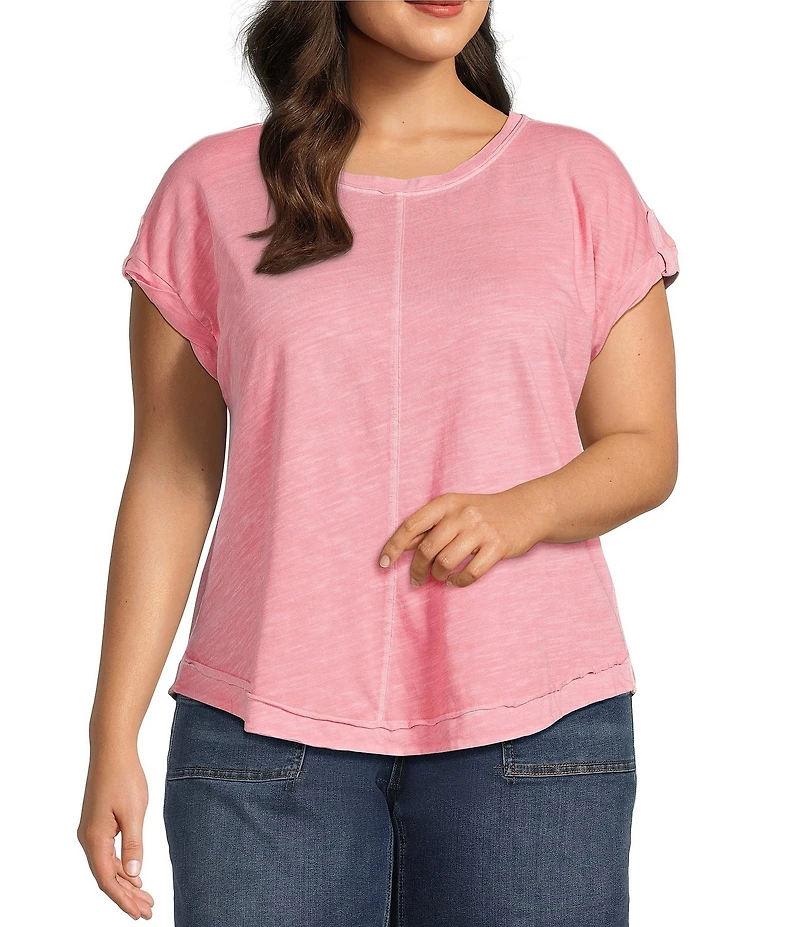 Westbound Plus Size Twist Sleeve Crew Neck Top