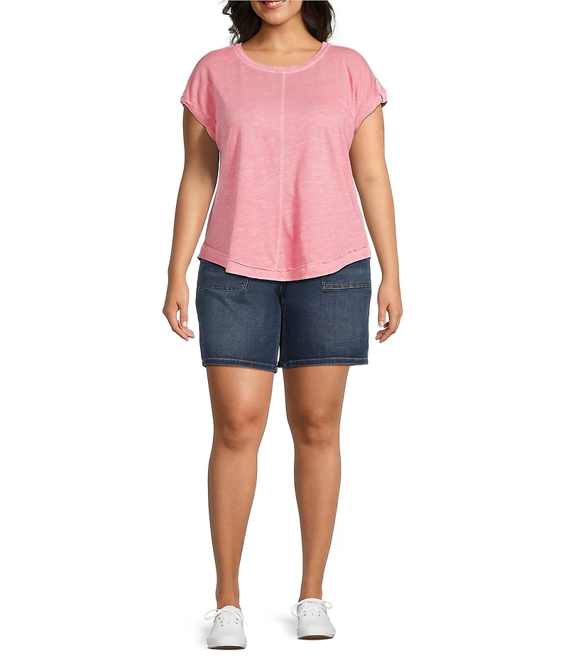 Westbound Plus Size Twist Sleeve Crew Neck Top