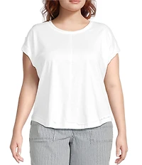 Westbound Plus Size Twist Sleeve Crew Neck Top