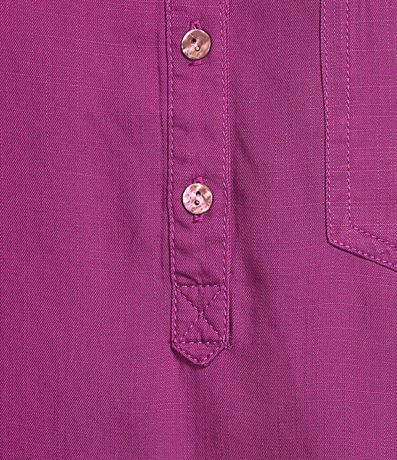 Westbound Pocket Front 3/4 Puff Sleeve Henley Top