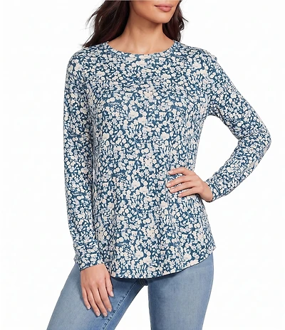 Westbound Print Long Sleeve Crew Neck Knit Tee