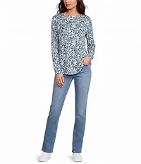 Westbound Print Long Sleeve Crew Neck Knit Tee