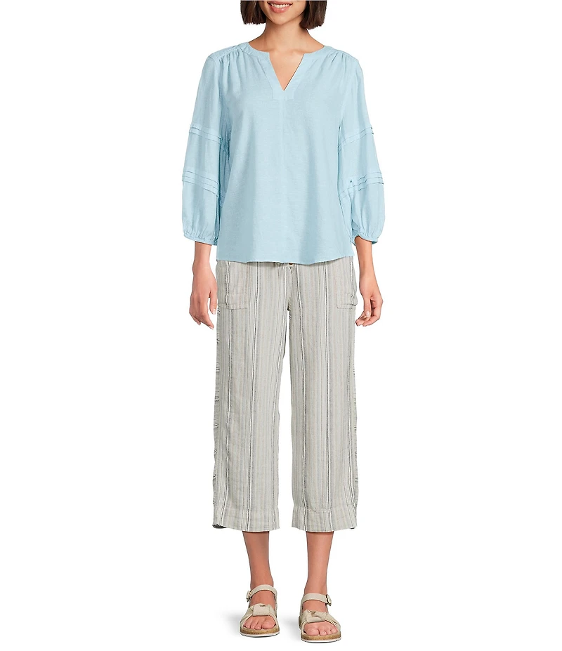 Westbound Pull On Linen-Blend Crop Pants