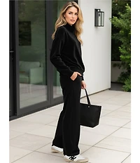 Westbound Coordinating Velour Rib Pull On Wide Leg Pants