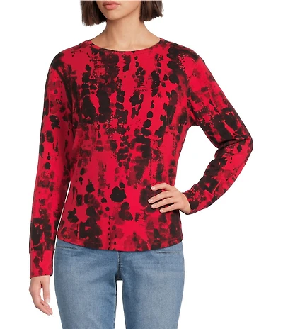 Westbound Red/Black Splatter Long Sleeve Crew Neck Pullover