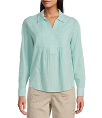 Westbound Roll Tab 3/4 Sleeve Point Collar Henley Top