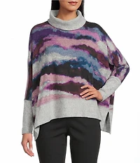 Westbound Scenic Print Long Sleeve Mock Neck Knit Top