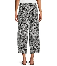 Westbound Scroll Linen Blend Pull-On Flat Front Crop Pants