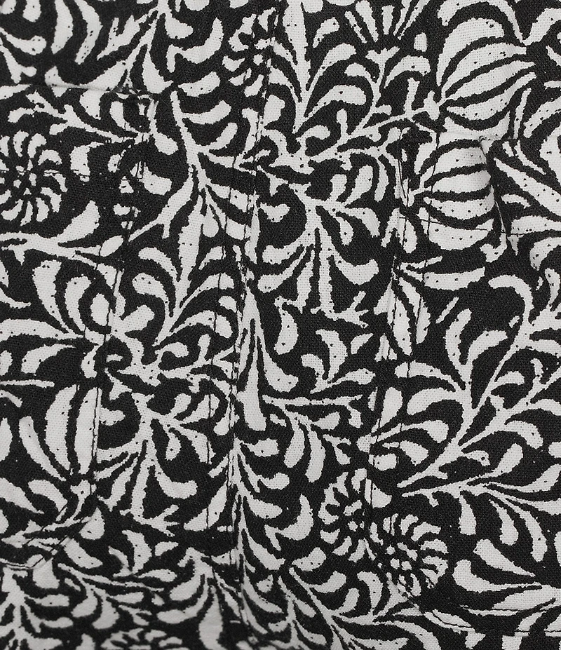 Westbound Scroll Linen Blend Pull-On Flat Front Crop Pants