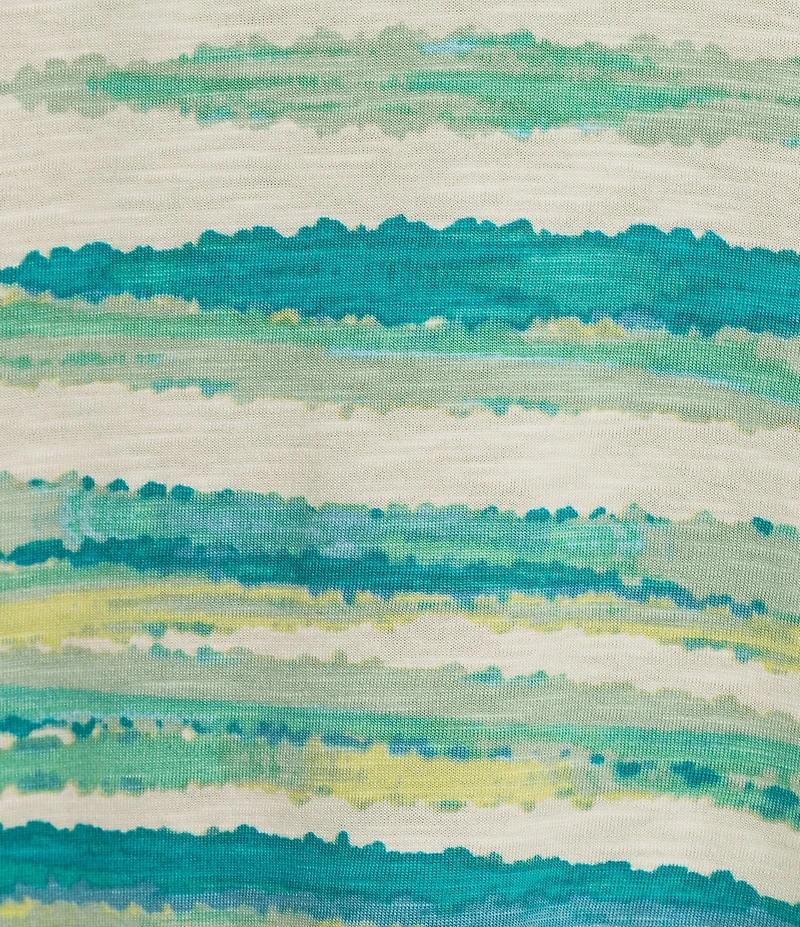 Westbound Seagrass Stripe 3/4 Sleeve Knit Crew Neck Top