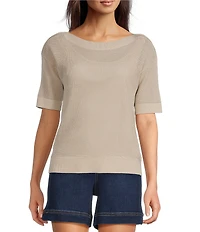 Westbound Short Sleeve Boat Neck Knit Top