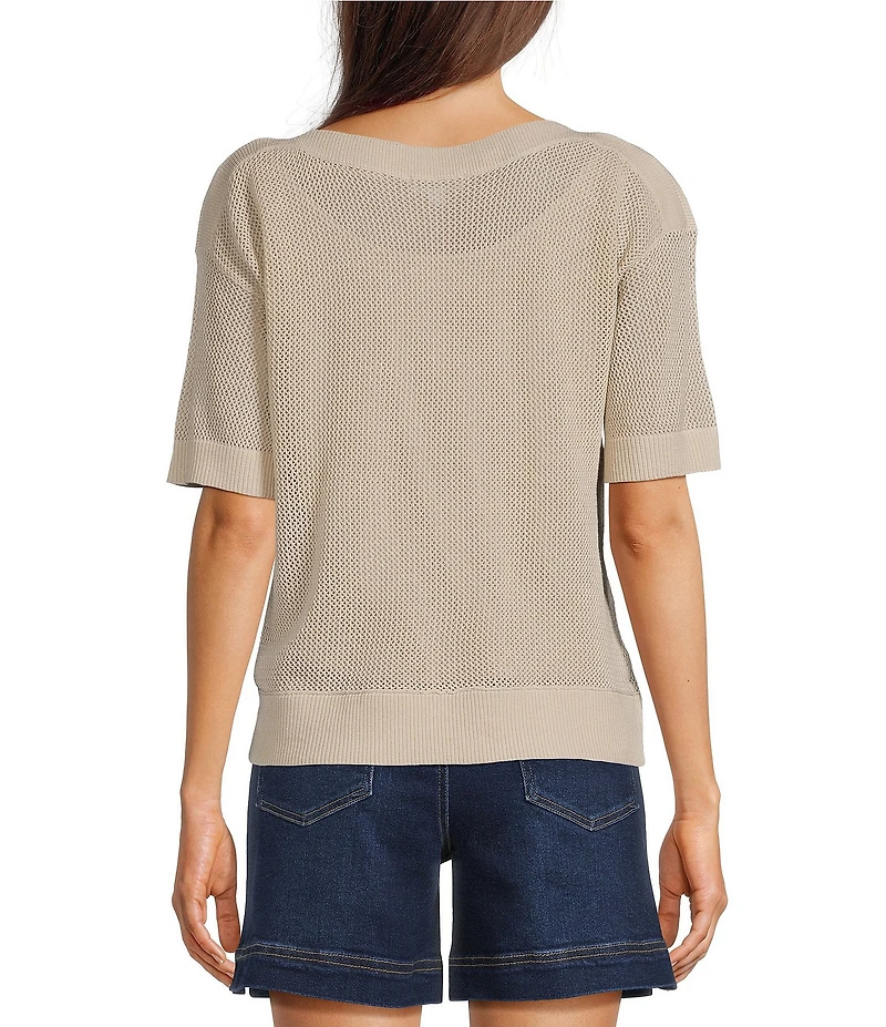Westbound Short Sleeve Boat Neck Knit Top