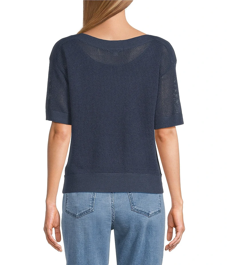Westbound Short Sleeve Boat Neck Knit Top