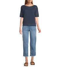 Westbound Short Sleeve Boat Neck Knit Top
