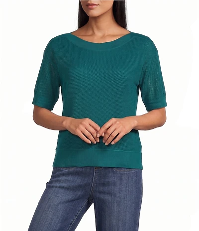 Westbound Short Sleeve Boat Neck Knit Top