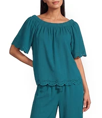 Westbound Short Sleeve Boat Neck Top